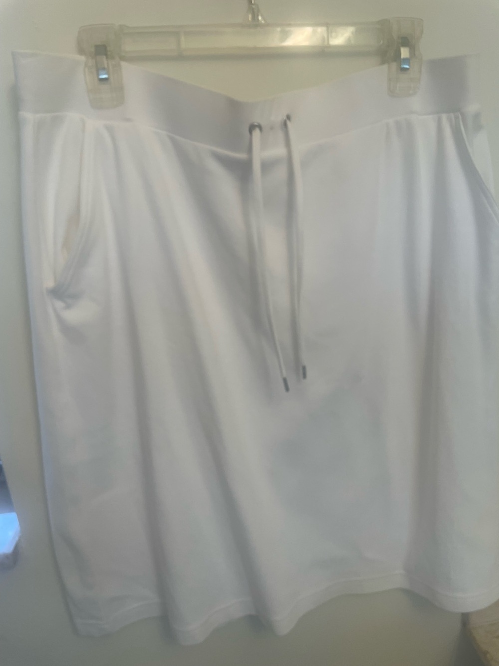 Haymaker White Straight Skirt  Elastic  Waist/ Drawstring Size Large Vintage